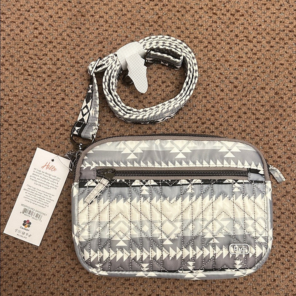 NWT Lug Super Coupe 2 Guild Crossbody bag in Southwest Geese Grey